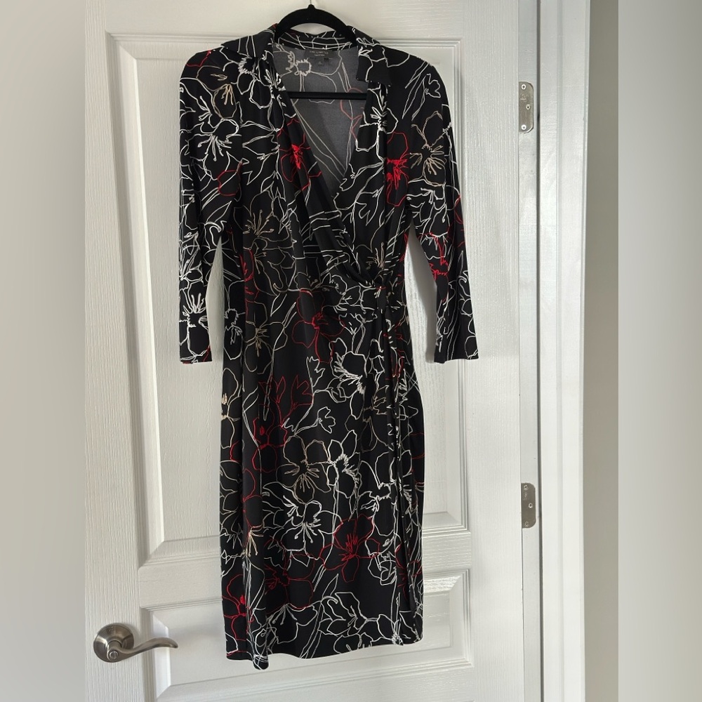 The Limited Black and Red Floral Long Sleeve Dress